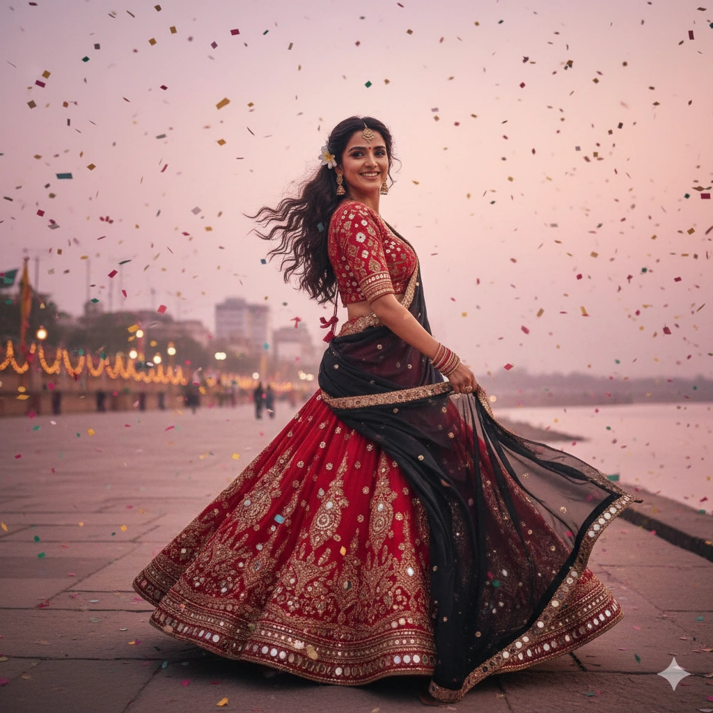13. Graceful Lehenga at Sunset