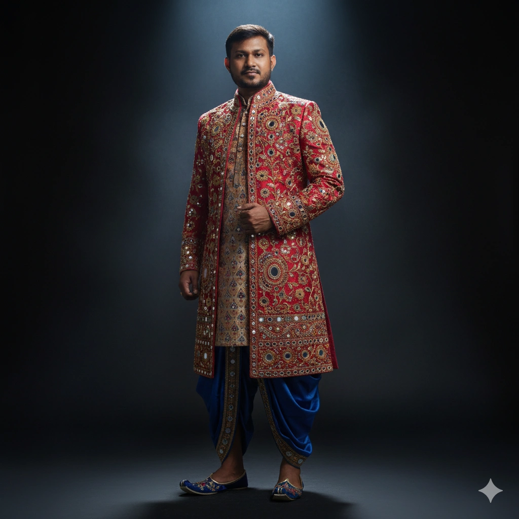 15. Royal Blue Dhoti Outfit (Spotlight Scene)