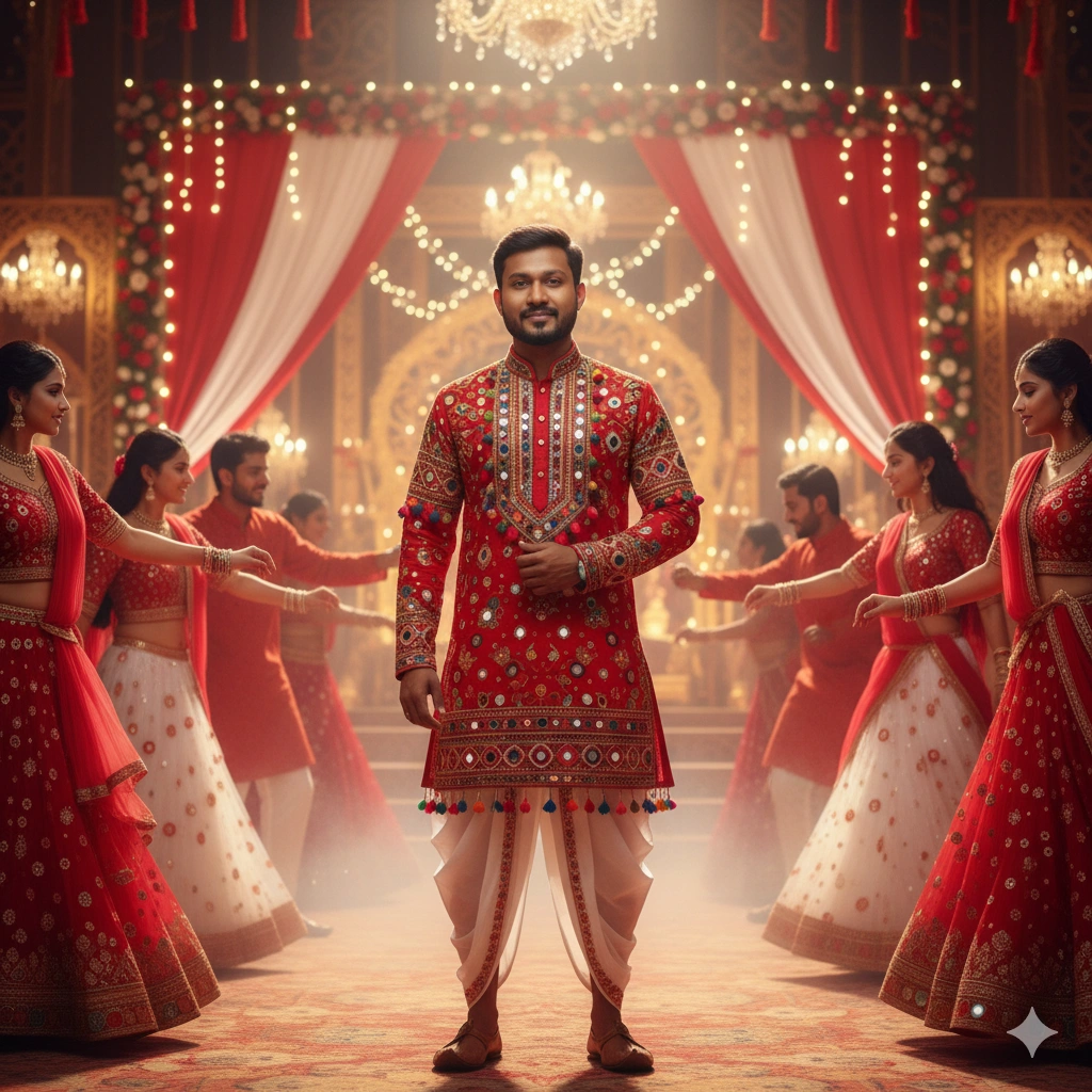 20. Red & White Themed Navratri Outfit