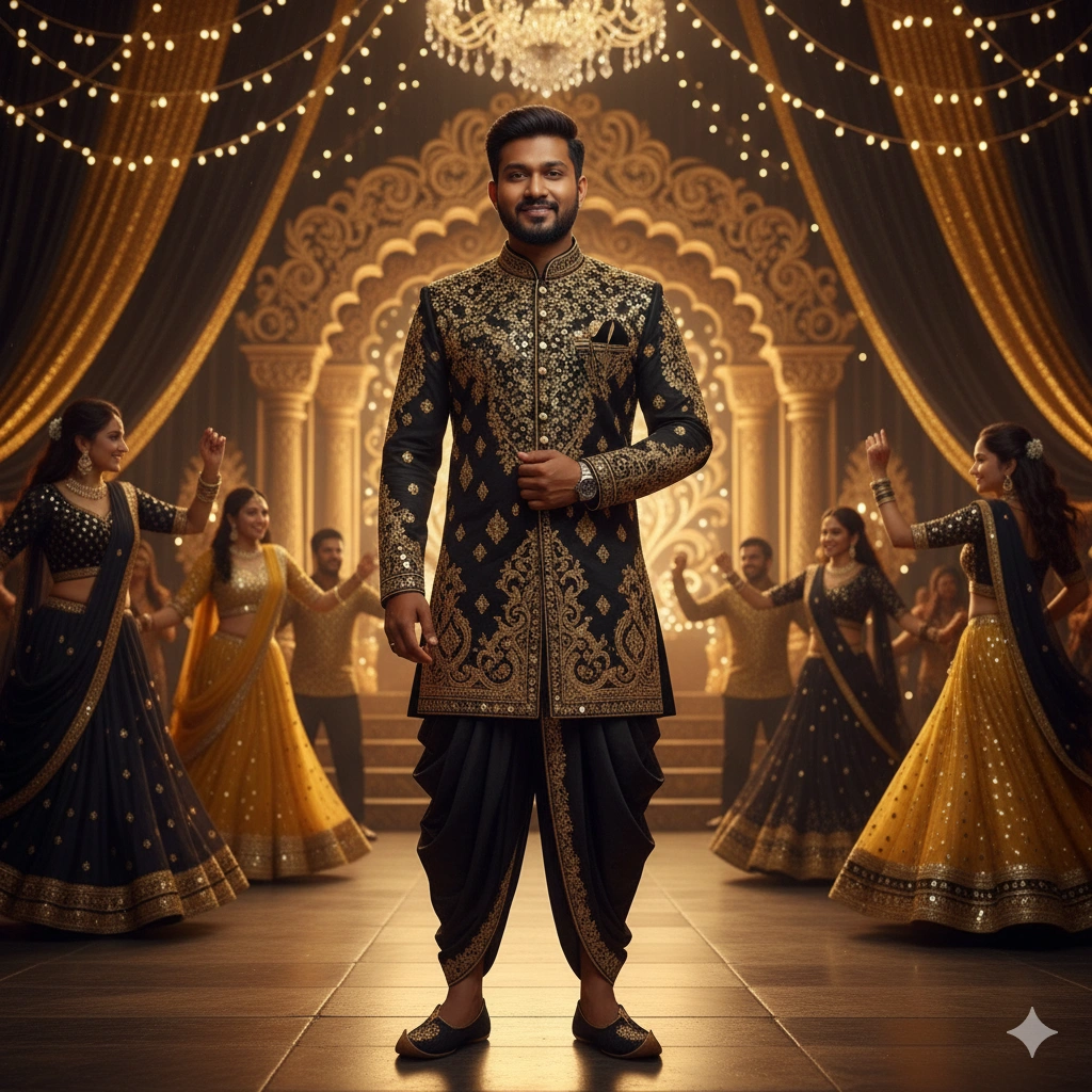 22. Black & Gold Navratri Theme