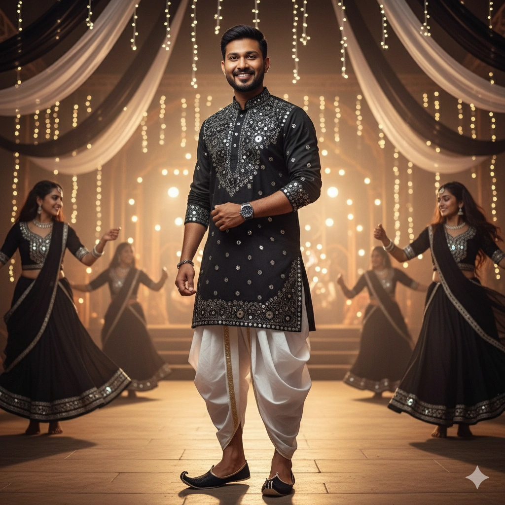 6. Black & White Dandiya Outfit