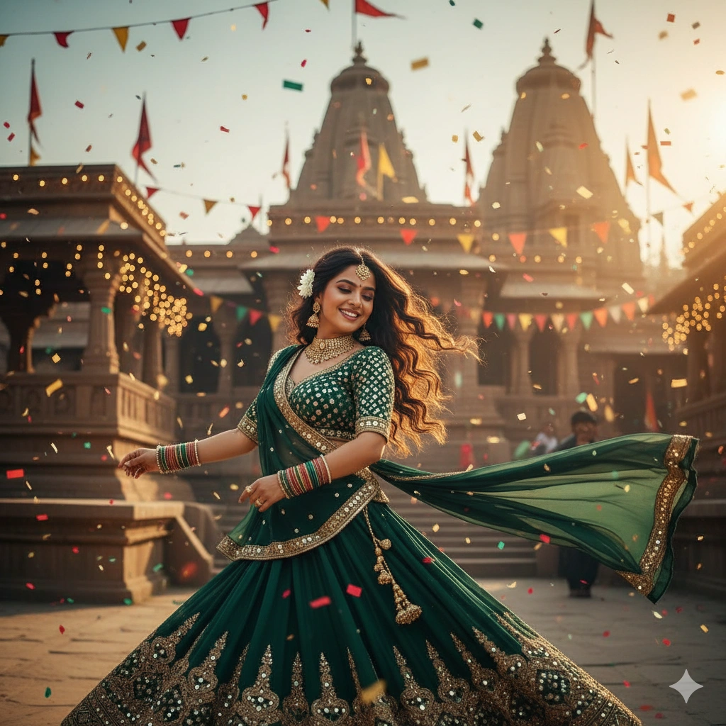 6. Joyful Dandiya Dance Portrait