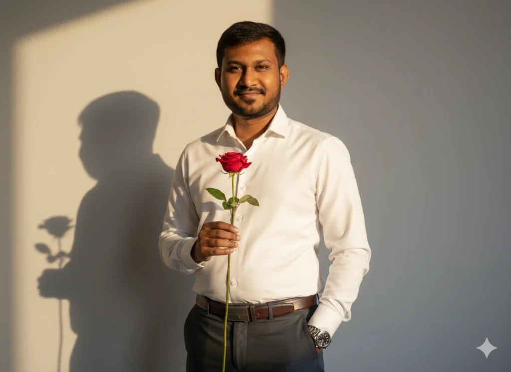 1. A Charming Young Man with a Single Red Rose
