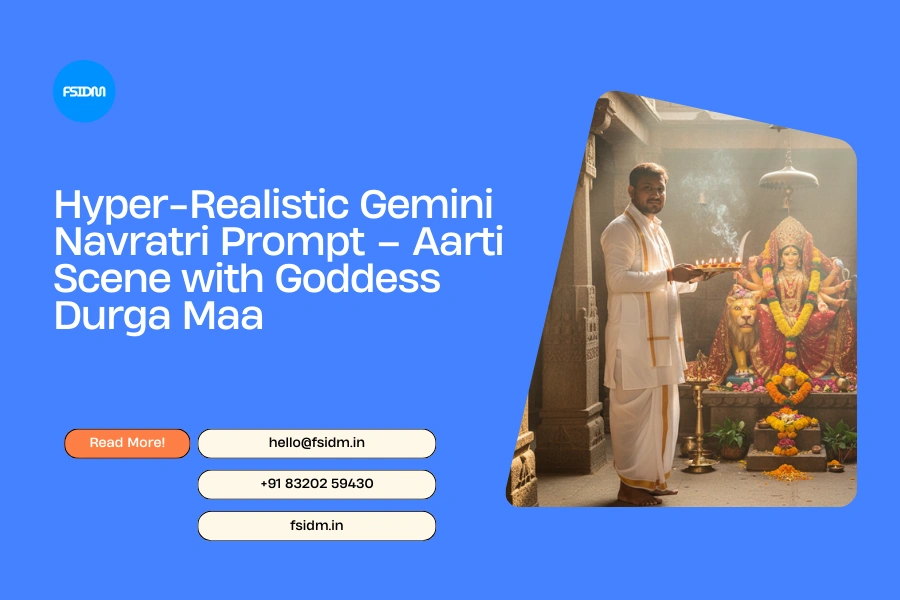 Hyper-Realistic Gemini Navratri Prompt – Aarti Scene with Goddess Durga Maa