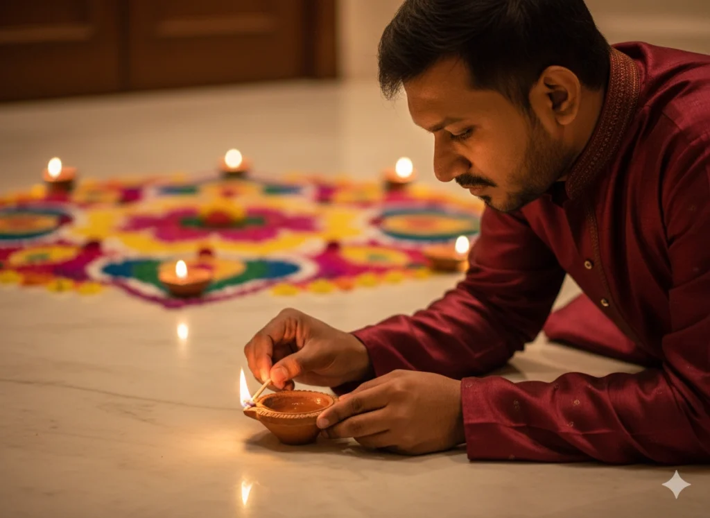 Prompt 2 – Lighting the Diya Moment