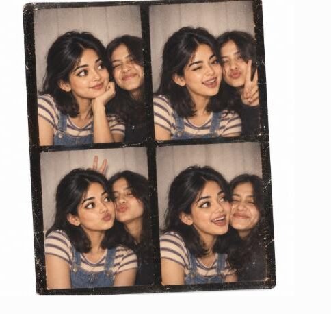 Best friends photo booth 90s AI photo prompt example, FSIDM
