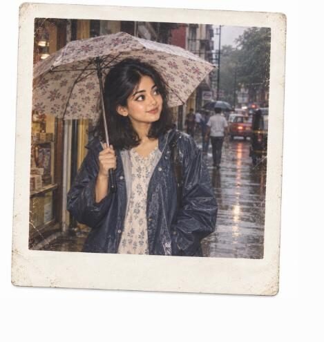 Monsoon street candid 90s AI photo prompt example, FSIDM